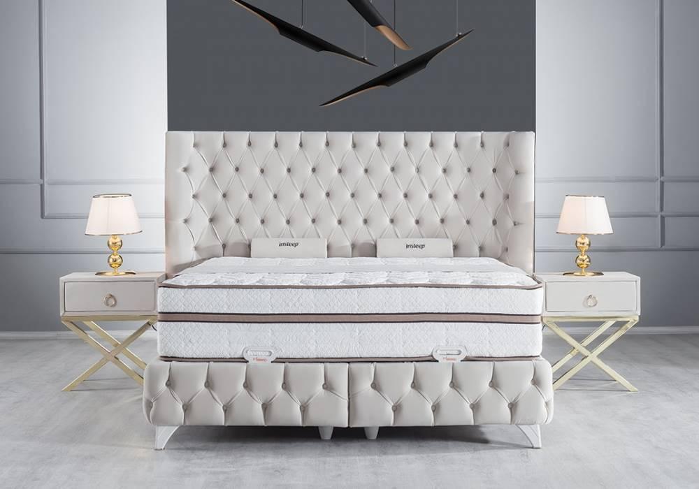 Κρεβάτι υφασμάτινο διπλό Δώρο Στρώμα και Μαξιλάρια Fedora, μπεζ Νο babyface 04, 160x200 εκ., All4home